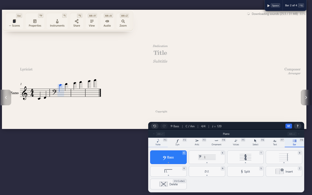 Changing clef mid-score