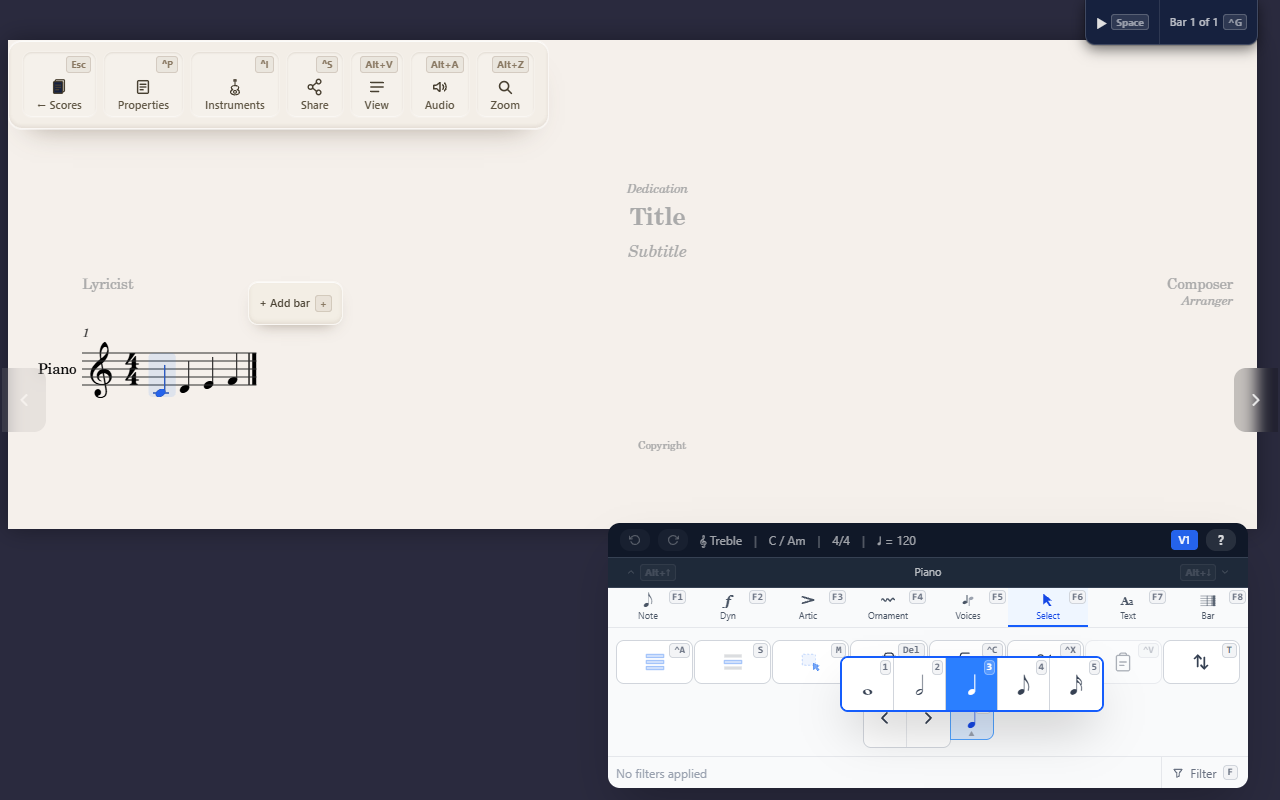 Copying, cutting, and nudging a selection
