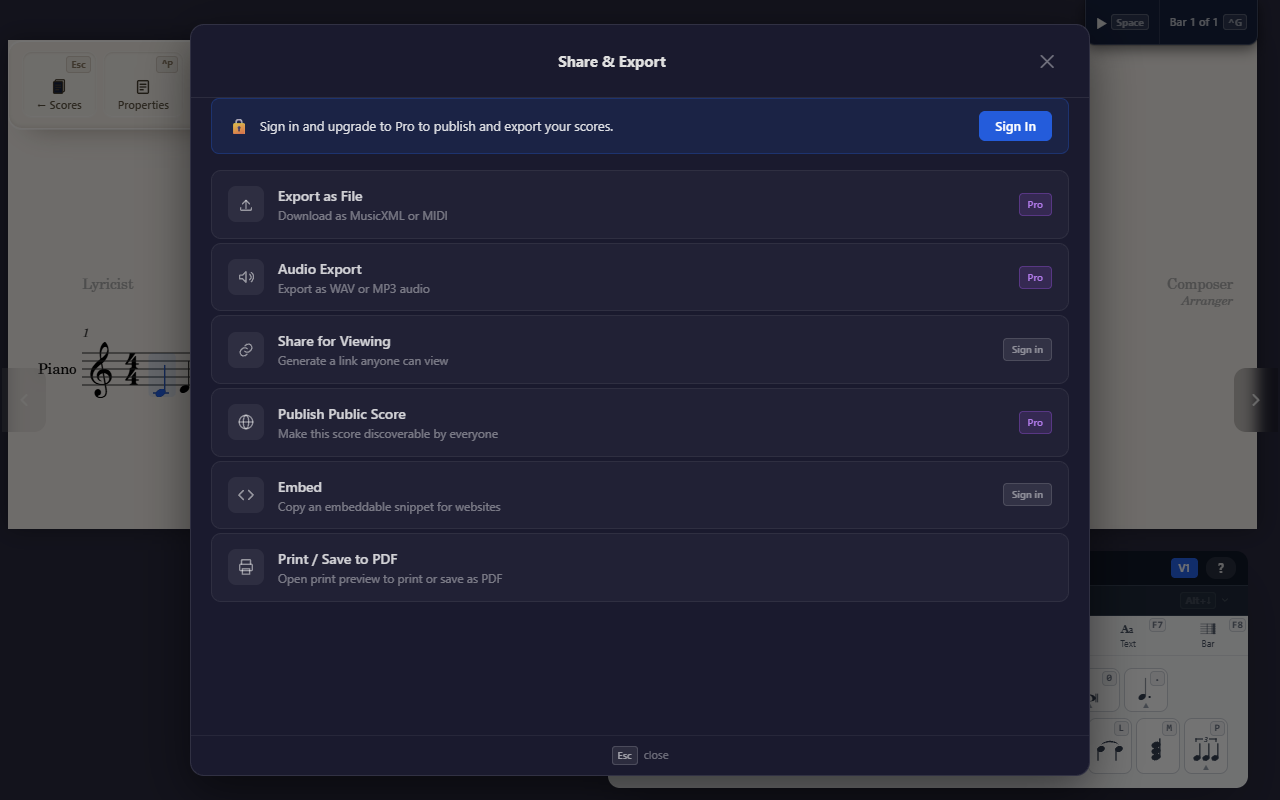 Exporting your score