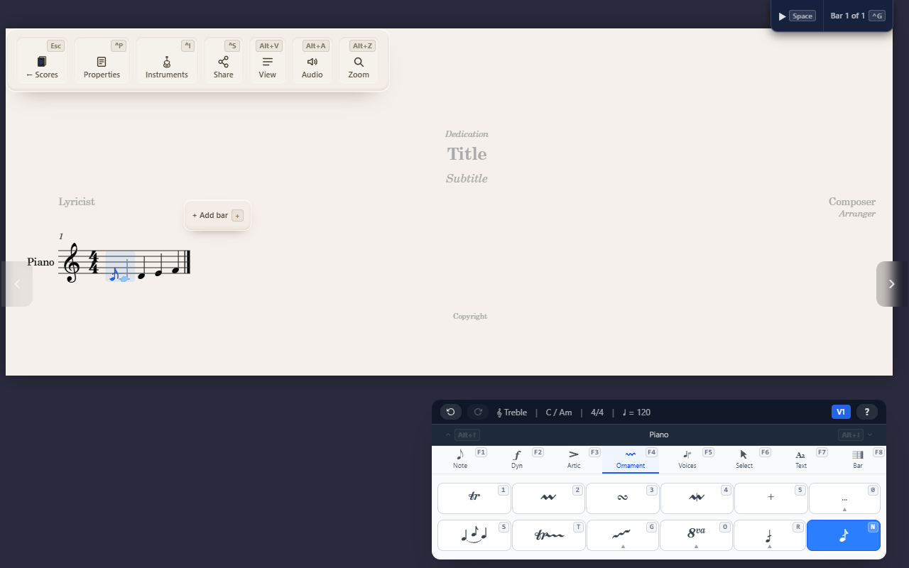 Adding grace notes